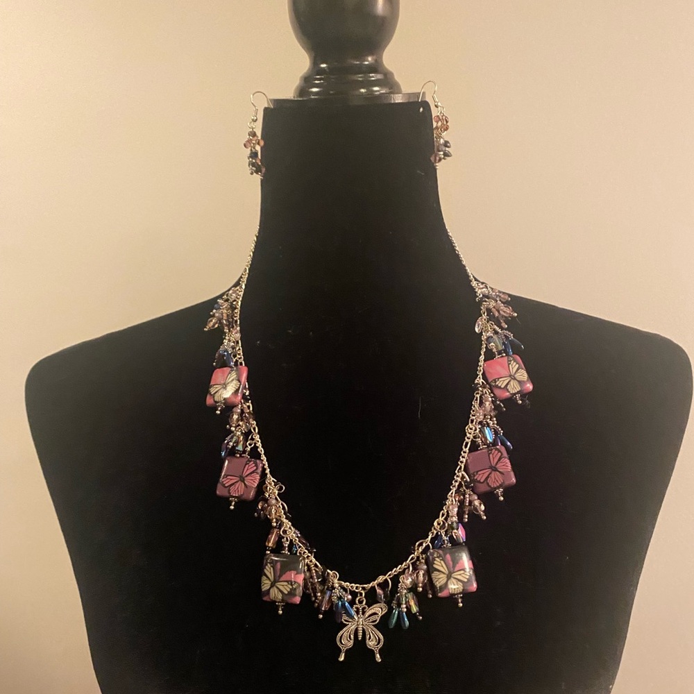 Butterfly Necklace with Matching Earrings